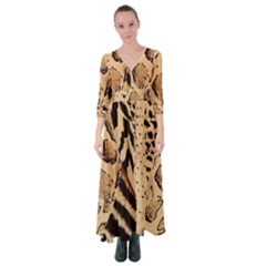 Animal-pattern-design-print-texture Button Up Maxi Dress