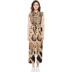 Animal-pattern-design-print-texture Women s Frill Top Chiffon Jumpsuit