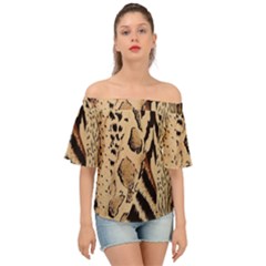 Animal-pattern-design-print-texture Off Shoulder Short Sleeve Top by nate14shop