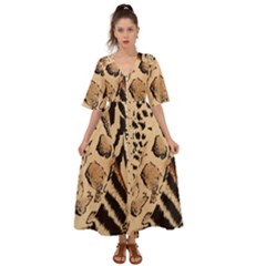 Animal-pattern-design-print-texture Kimono Sleeve Boho Dress by nate14shop