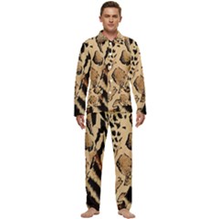 Animal-pattern-design-print-texture Men s Long Sleeve Velvet Pocket Pajamas Set