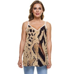 Animal-pattern-design-print-texture Casual Spaghetti Strap Chiffon Top