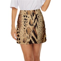 Animal-pattern-design-print-texture Mini Front Wrap Skirt by nate14shop