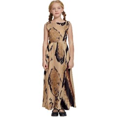 Animal-pattern-design-print-texture Kids  Satin Sleeveless Maxi Dress