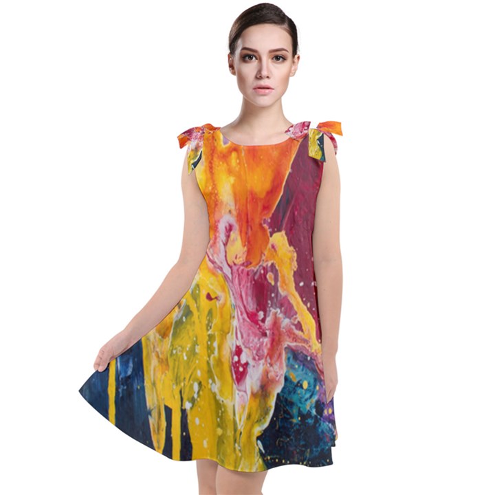 Art-color Tie Up Tunic Dress