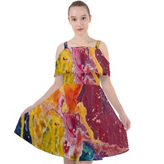 Art-color Cut Out Shoulders Chiffon Dress by nate14shop