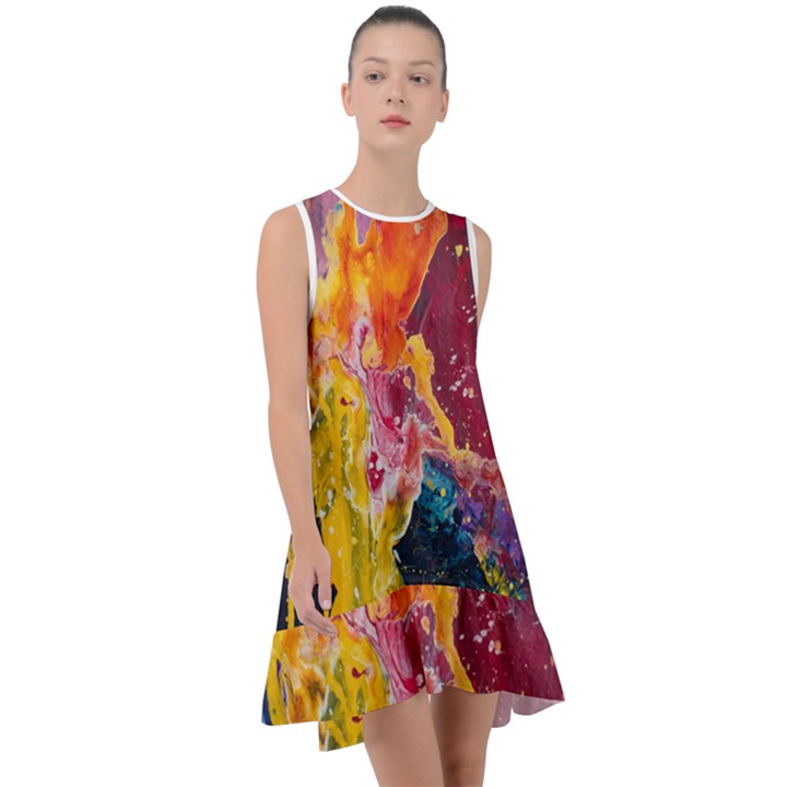 Art-color Frill Swing Dress