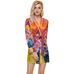 Art-color Long Sleeve Satin Robe by nate14shop