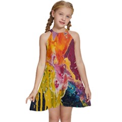 Art-color Kids  Halter Collar Waist Tie Chiffon Dress