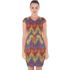 Aztec Capsleeve Drawstring Dress  by nate14shop