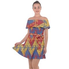 Aztec Off Shoulder Velour Dress by nate14shop