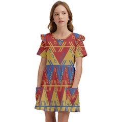 Aztec Kids  Frilly Sleeves Pocket Dress