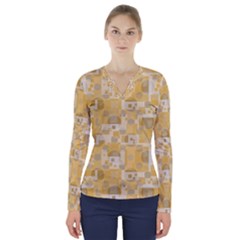 Background Abstract V-neck Long Sleeve Top by nate14shop