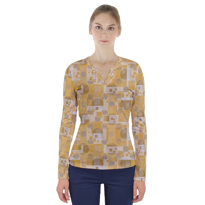 Background Abstract V-Neck Long Sleeve Top