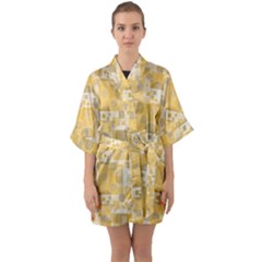 Background Abstract Half Sleeve Satin Kimono 