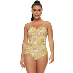 Background Abstract Retro Full Coverage Swimsuit