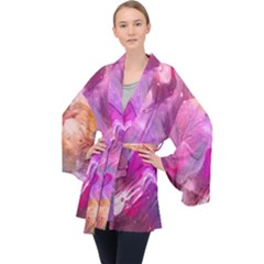 Background-color Long Sleeve Velvet Kimono 