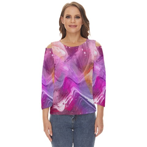 Background-color Cut Out Wide Sleeve Top by nate14shop