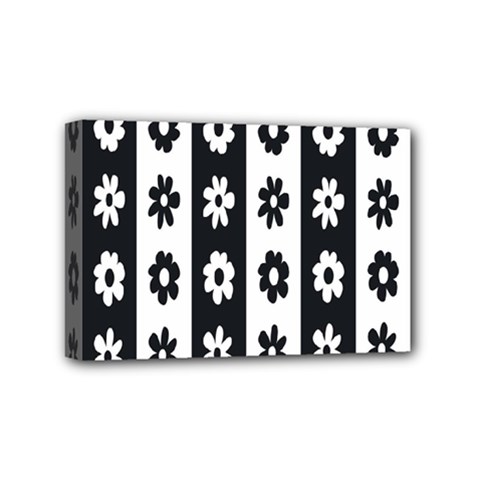 Black-and-white-flower-pattern-by-zebra-stripes-seamless-floral-for-printing-wall-textile-free-vecto Mini Canvas 6  X 4  (stretched)