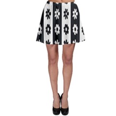 Black-and-white-flower-pattern-by-zebra-stripes-seamless-floral-for-printing-wall-textile-free-vecto Skater Skirt by nate14shop