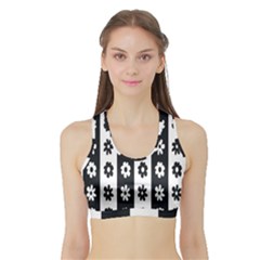 Black-and-white-flower-pattern-by-zebra-stripes-seamless-floral-for-printing-wall-textile-free-vecto Sports Bra With Border by nate14shop