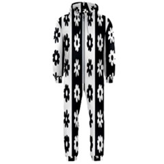 Black-and-white-flower-pattern-by-zebra-stripes-seamless-floral-for-printing-wall-textile-free-vecto Hooded Jumpsuit (men) by nate14shop