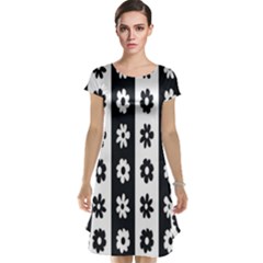 Black-and-white-flower-pattern-by-zebra-stripes-seamless-floral-for-printing-wall-textile-free-vecto Cap Sleeve Nightdress by nate14shop