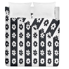 Black-and-white-flower-pattern-by-zebra-stripes-seamless-floral-for-printing-wall-textile-free-vecto Duvet Cover Double Side (queen Size) by nate14shop