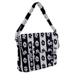 Black-and-white-flower-pattern-by-zebra-stripes-seamless-floral-for-printing-wall-textile-free-vecto Buckle Messenger Bag by nate14shop