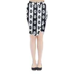 Black-and-white-flower-pattern-by-zebra-stripes-seamless-floral-for-printing-wall-textile-free-vecto Midi Wrap Pencil Skirt by nate14shop