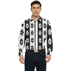 Black-and-white-flower-pattern-by-zebra-stripes-seamless-floral-for-printing-wall-textile-free-vecto Men s Long Sleeve  Shirt by nate14shop