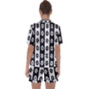 Black-and-white-flower-pattern-by-zebra-stripes-seamless-floral-for-printing-wall-textile-free-vecto Satin Short Sleeve Pajamas Set View2