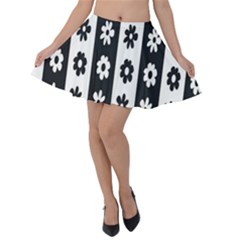 Black-and-white-flower-pattern-by-zebra-stripes-seamless-floral-for-printing-wall-textile-free-vecto Velvet Skater Skirt by nate14shop