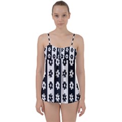 Black-and-white-flower-pattern-by-zebra-stripes-seamless-floral-for-printing-wall-textile-free-vecto Babydoll Tankini Set by nate14shop