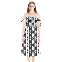 Black-and-white-flower-pattern-by-zebra-stripes-seamless-floral-for-printing-wall-textile-free-vecto Shoulder Tie Bardot Midi Dress by nate14shop