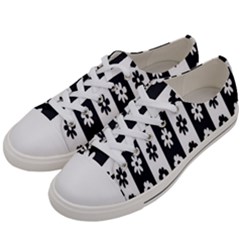 Black-and-white-flower-pattern-by-zebra-stripes-seamless-floral-for-printing-wall-textile-free-vecto Women s Low Top Canvas Sneakers by nate14shop