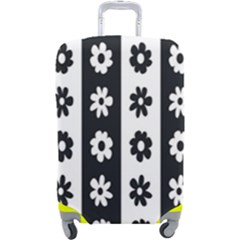 Black-and-white-flower-pattern-by-zebra-stripes-seamless-floral-for-printing-wall-textile-free-vecto Luggage Cover (large) by nate14shop