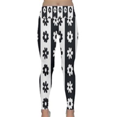 Black-and-white-flower-pattern-by-zebra-stripes-seamless-floral-for-printing-wall-textile-free-vecto Lightweight Velour Classic Yoga Leggings by nate14shop