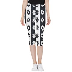 Black-and-white-flower-pattern-by-zebra-stripes-seamless-floral-for-printing-wall-textile-free-vecto Inside Out Lightweight Velour Capri Leggings 