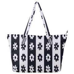 Black-and-white-flower-pattern-by-zebra-stripes-seamless-floral-for-printing-wall-textile-free-vecto Full Print Shoulder Bag by nate14shop