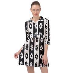 Black-and-white-flower-pattern-by-zebra-stripes-seamless-floral-for-printing-wall-textile-free-vecto Mini Skater Shirt Dress by nate14shop