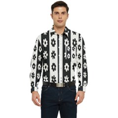 Black-and-white-flower-pattern-by-zebra-stripes-seamless-floral-for-printing-wall-textile-free-vecto Men s Long Sleeve Pocket Shirt 