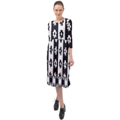 Black-and-white-flower-pattern-by-zebra-stripes-seamless-floral-for-printing-wall-textile-free-vecto Ruffle End Midi Chiffon Dress by nate14shop