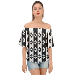 Black-and-white-flower-pattern-by-zebra-stripes-seamless-floral-for-printing-wall-textile-free-vecto Off Shoulder Short Sleeve Top by nate14shop