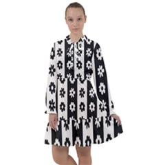 Black-and-white-flower-pattern-by-zebra-stripes-seamless-floral-for-printing-wall-textile-free-vecto All Frills Chiffon Dress by nate14shop