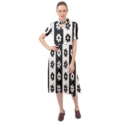 Black-and-white-flower-pattern-by-zebra-stripes-seamless-floral-for-printing-wall-textile-free-vecto Keyhole Neckline Chiffon Dress by nate14shop