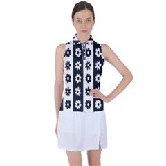 Black-and-white-flower-pattern-by-zebra-stripes-seamless-floral-for-printing-wall-textile-free-vecto Women s Sleeveless Polo Tee by nate14shop