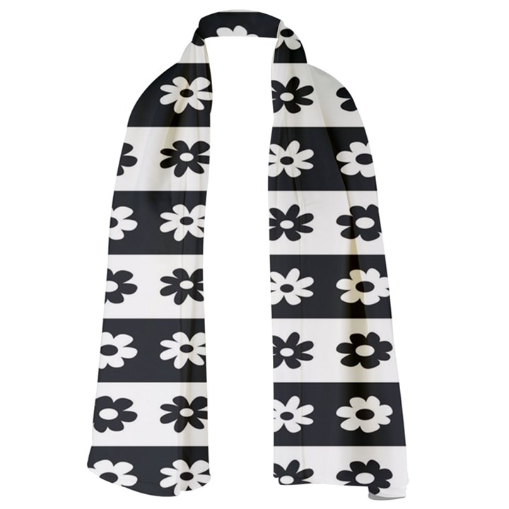 Black-and-white-flower-pattern-by-zebra-stripes-seamless-floral-for-printing-wall-textile-free-vecto Lightweight Scarf 