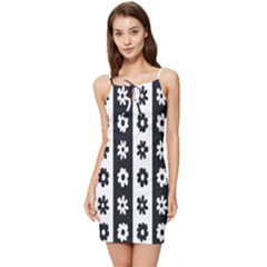 Black-and-white-flower-pattern-by-zebra-stripes-seamless-floral-for-printing-wall-textile-free-vecto Summer Tie Front Dress by nate14shop