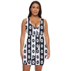 Black-and-white-flower-pattern-by-zebra-stripes-seamless-floral-for-printing-wall-textile-free-vecto Draped Bodycon Dress